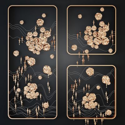 新中式金属荷花游鱼墙饰挂件