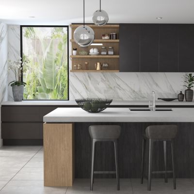 现代橱柜吧台吧椅组合