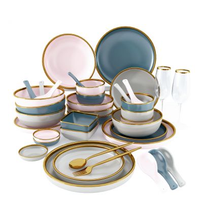 现代轻奢碗筷碟,红酒杯餐具