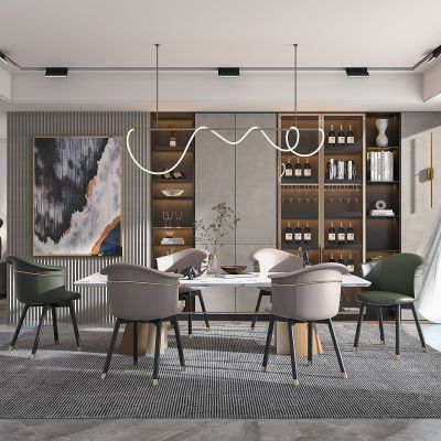 现代轻奢餐厅餐桌椅组合