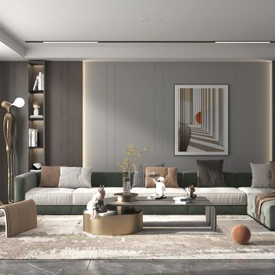 现代轻奢客厅沙发茶几组合