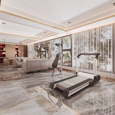 现代茶室，休闲区，健身区3D模型