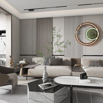 现代轻奢客厅沙发背景墙
