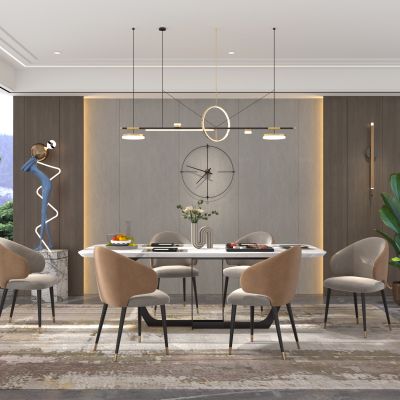 现代餐厅餐桌椅组合