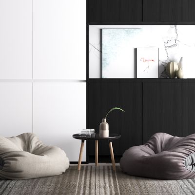 现代双色懒人沙发边几组合