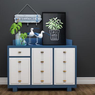 地中海实木餐边柜摆件