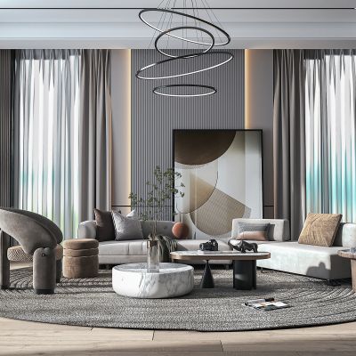 现代轻奢沙发茶几组合