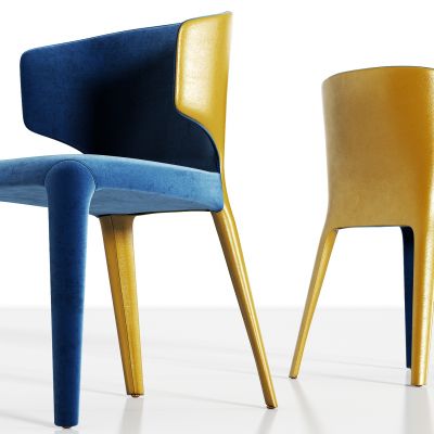 现代轻奢绒布皮革单椅组合