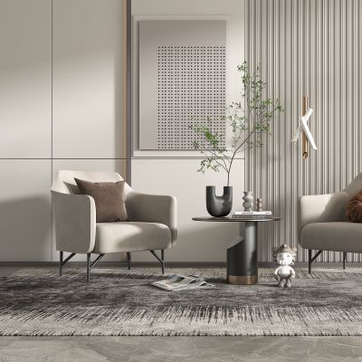 现代轻奢单椅边几组合