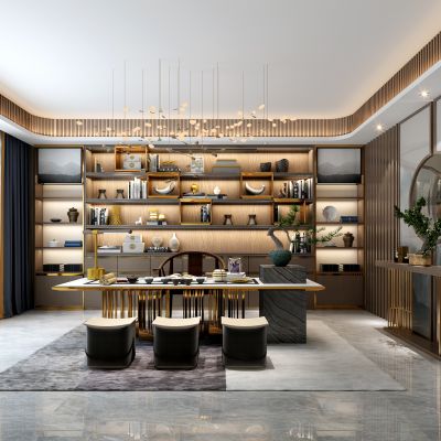 新中式轻奢茶室 休息区