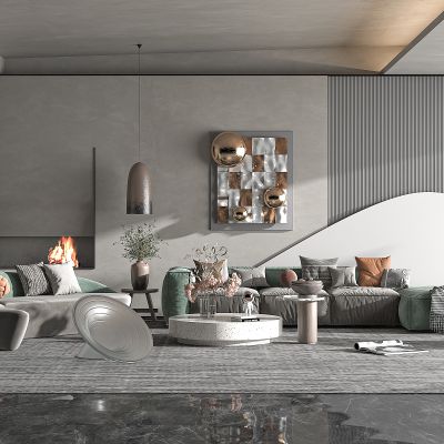 现代轻奢沙发茶几组合