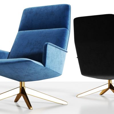 现代金属轻奢绒布单椅组合