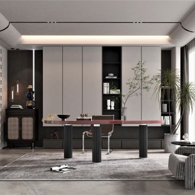 现代风格书房,书桌椅组合