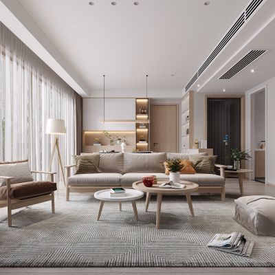 北欧客餐厅，客餐厅，原木客餐厅，