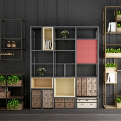 工业风铁艺装饰架 装饰柜 隔断屏风