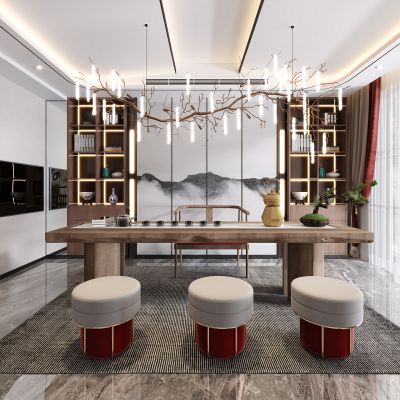 新中式茶室，茶室，茶台，