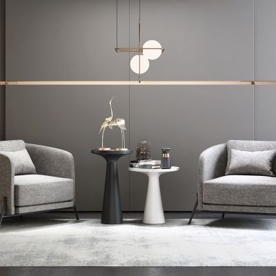 现代休闲椅 茶几 背景墙