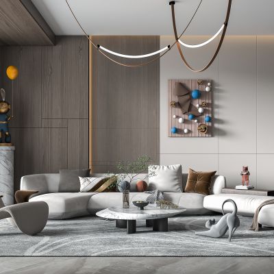 现代轻奢沙发茶几组合