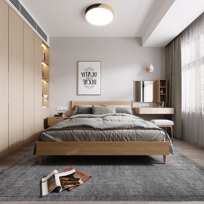 北欧卧室，卧室，原木卧室，
