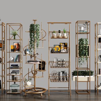 现代轻奢金属装饰架 装饰品 摆件组合