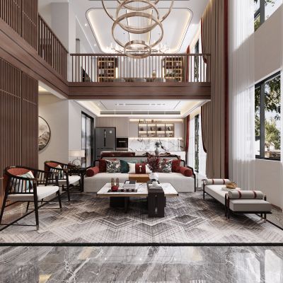 新中式别墅客厅