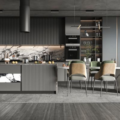 现代轻奢高级灰餐厅