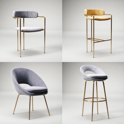 现代单椅吧椅组合