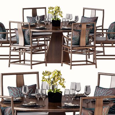 中式餐桌椅组合