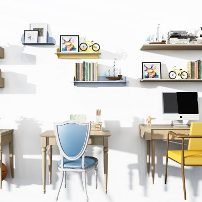 现代儿童书桌层板架组合