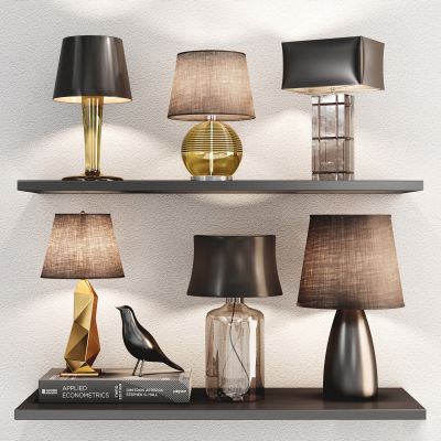 现代玻璃金属台灯组合