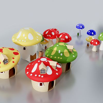 现代蘑菇造型卡通建筑,儿童玩具