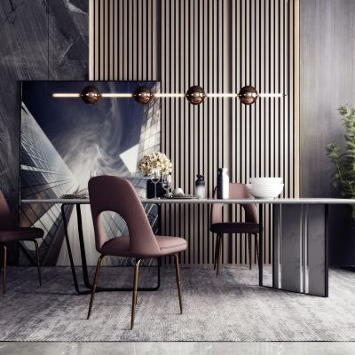 现代轻奢餐厅 餐桌椅组合