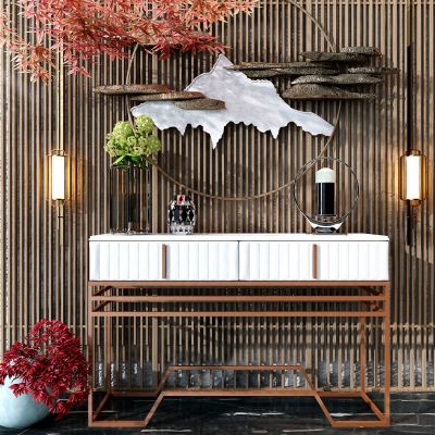 新中式玄关端景柜 边柜 墙饰 摆件 装饰品 壁灯