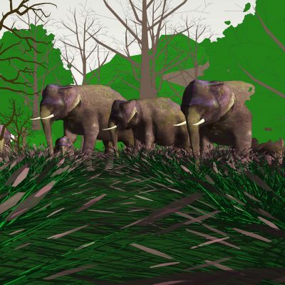 大象 自然世界 草原绿地植物SU模型