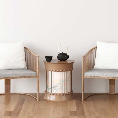 新中式休闲单人沙发茶几组合