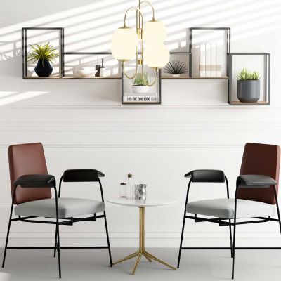 现代休闲椅 圆几 吊灯