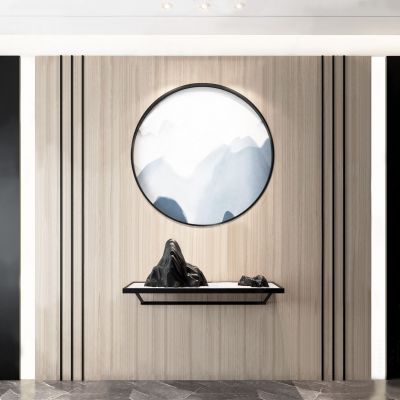 新中式玄关背景墙摆件