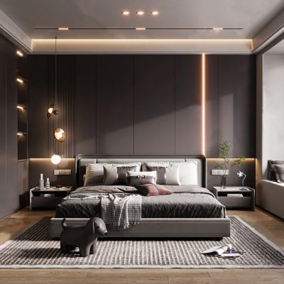 现代高级灰卧室