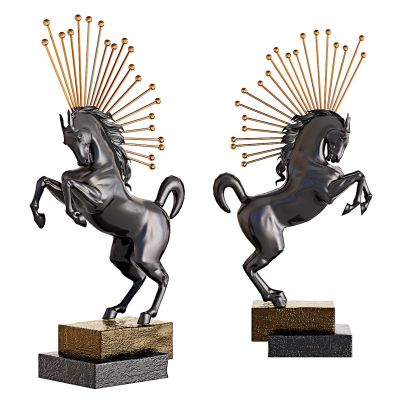 现代马雕塑摆件组合 金属饰品 动物摆件现代