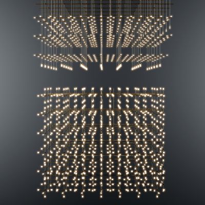 新中式满天星网格钢架大型吊灯