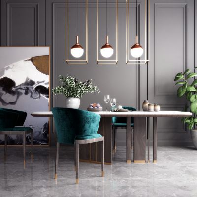 新中式轻奢餐桌椅组合