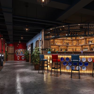 工业风火锅店 齿轮 集装箱