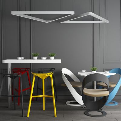 现代休闲桌椅吊灯组合