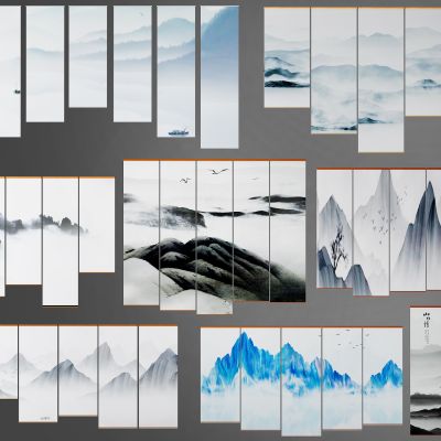 新中式窗帘家纺卷帘布帘水墨窗帘