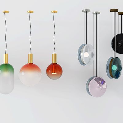 现代金属玻璃吊灯 ,彩色小吊灯