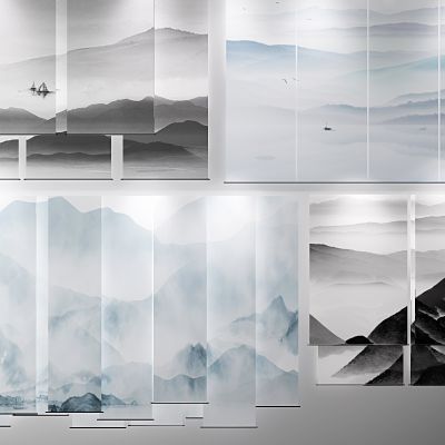 新中式水墨窗帘 卷帘 布帘