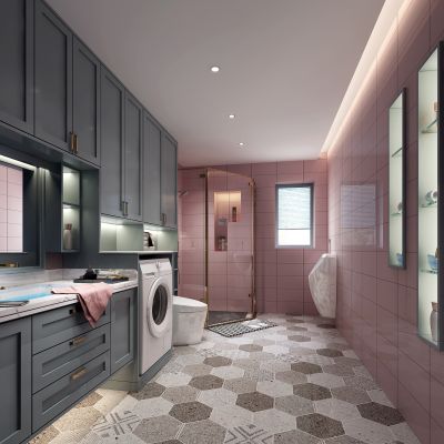 现代卫生间 储物间 储物柜