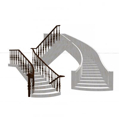 欧式别墅多样豪华楼梯 楼梯扶手SU模型