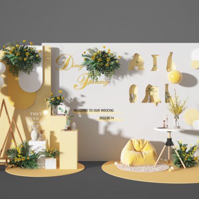 黄色美陈  植物墙  装饰