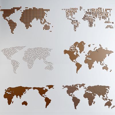 现代世界地图墙饰,